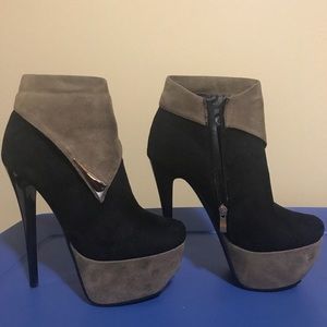 Black and Tan Platform Ankle Booties